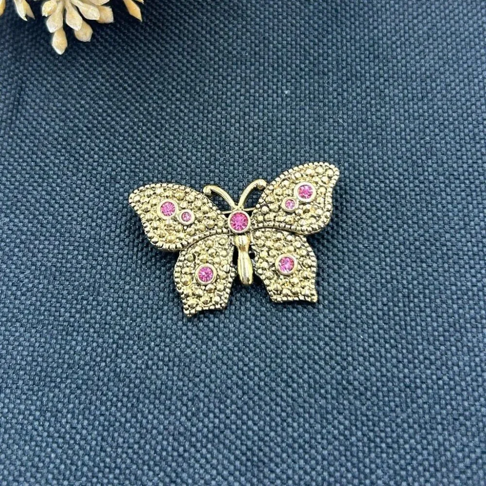Vintage Jones New York Butterfly Brooch 1960s Brooch, Rhinestone Crystal Brooch